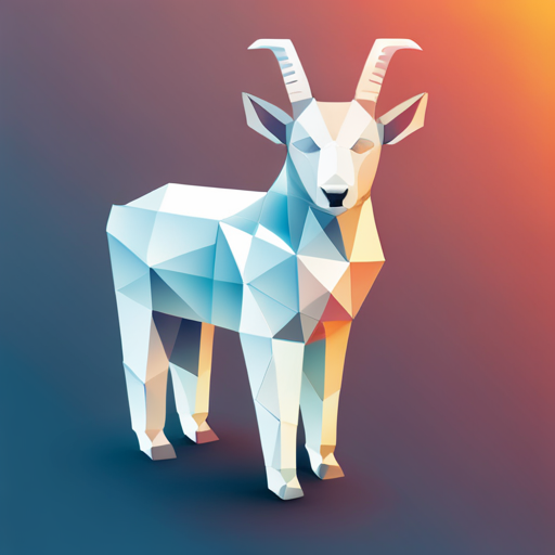 abstract, vector, polygonal, geometry, 3d, low-poly, angular, design, surrealism, glitch-art, fragmented, minimalism, synthetic, futurism, cubic, shading, contrast, color-blocks, small, diminutive, goat, horned, antlers, robotic, android