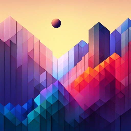 abstract, geometric shapes, color palette, digital medium, mathematical precision, vibrant, dynamic composition, futuristic, technology-inspired, visual rhythm, symmetrical, juxtaposition, minimalistic, high contrast, pattern, data visualization