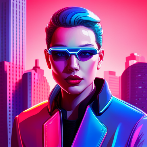 high-tech robotic illustrations, futuristic interface designs, cyberpunk art, glitched out visuals, AI-themed compositions, chrome and neon color schemes, digital paint and manipulation techniques, data streams and visualizations, 3D modeling and animation, sleek and modern typography