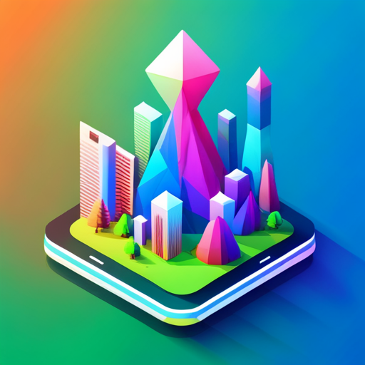 abstract, geometric shapes, bright colors, low-poly, futuristic, technology, artificial intelligence, signal, news, app icon, branding