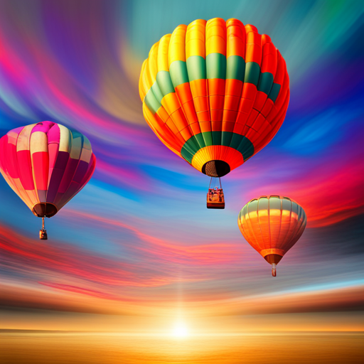 vibrant colors, large scale, dreamlike landscape, whimsical hot air balloon, surreal atmosphere, fantasy elements, imaginative composition, ethereal lighting, fantastical perspective, magical realism, floating sensation, colorful palette, adventurous journey, otherworldly adventure