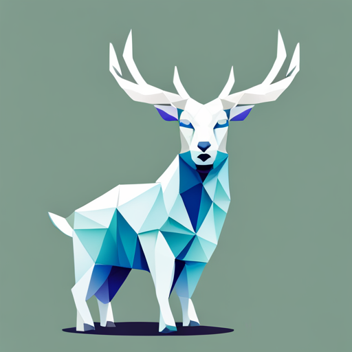 abstract, vectors, geometric shapes, low-poly, small, goat, antlers, robots, technology, future, surrealism