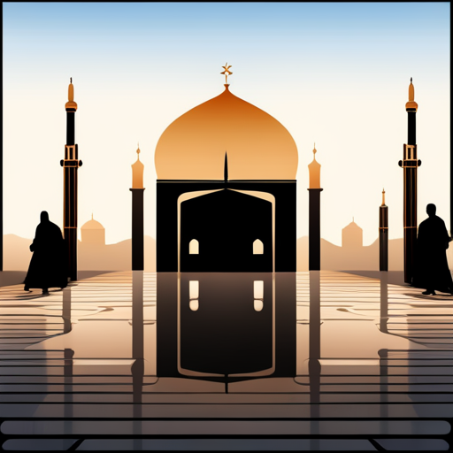 Masjid symbol, opening screen, border, shadow, time: 04:10, caption, 7 minutes walking distance, location