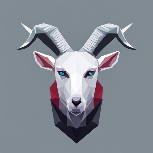 abstract, vector, low-poly, small, goat, antlers, robot, white background