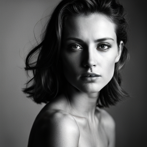 feminine strength, gracefulness, portrait, black-and-white, soft lighting, emotional expression, beauty, empowerment, contemporary, contrast, delicate features, monochrome, dramatic shadows, timeless elegance, chiaroscuro, Renaissance influence, ethereal mood