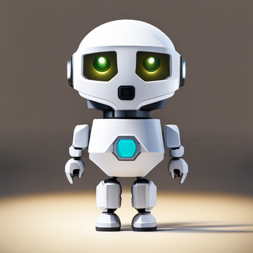 front facing view, robot, cute, tiny, low poly, rubber material, white background