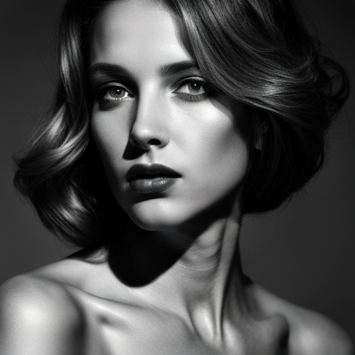 feminine strength, gracefulness, portrait, black and white, soft lighting, emotional expression, beauty, empowerment, contemporary, contrast, delicate features, monochrome, dramatic shadows, timeless elegance, classic, vintage, chiaroscuro, modernism