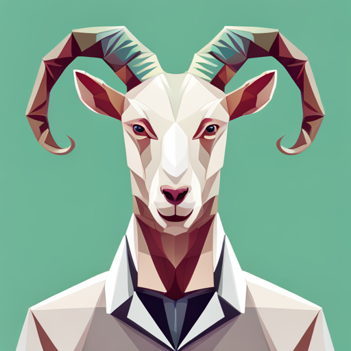 abstract design, vector graphics, low-poly modeling, small scale, goats, antlers, robots, white background