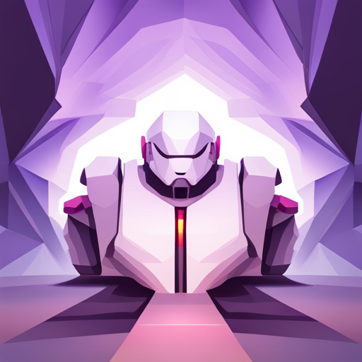 tiny robot, low polygon count, geometric shapes, front-facing, cute, minimalism, white background