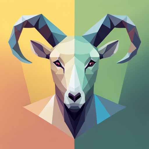 Abstract, Vector, Low-poly, Small, Goat, Antlers, Robot