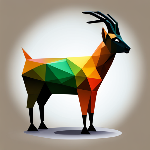 geometric shapes, modernism, vibrant color palette, polygonal aesthetic, robotic, animalistic, antlers, small, low-poly