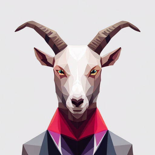 abstract, vector, low-poly, geometric shapes, small, goat, antlers, robot, machine, white background