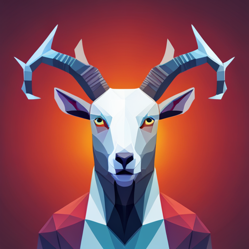 Abstract art, Vector graphics, Low-poly design, Small scale, Goat, Antlers, Robots, White background