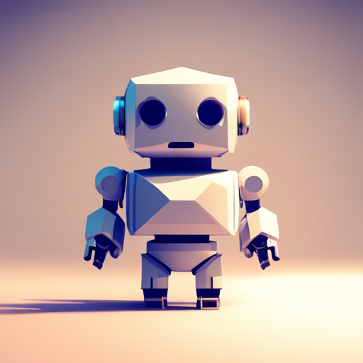 tiny, cute, robot, low poly, 3D modeling, geometric shapes, white background