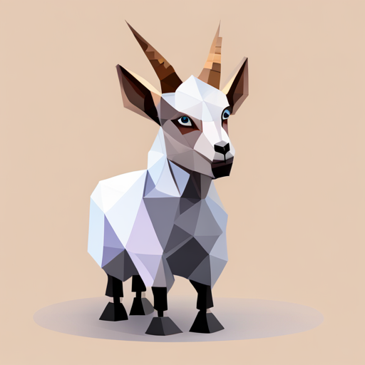 abstract, vector, low-poly, small, goat, antlers, robot